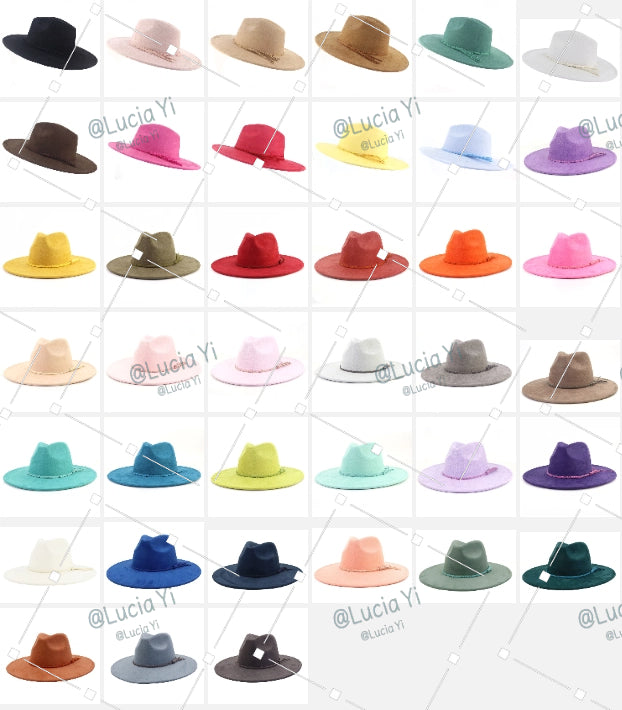 Men Women Flat Brim Jazz Hat Gentleman's Broad-brimmed Cap, Heart-shaped Top Vegan Leather Hats with Tassel for Autumn Winter-CNLCA