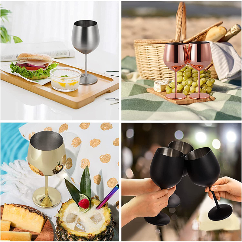 18oz Stainless Steel Electroplated High-legged Red Wine Cup and Champagne Glass Burgundy Wine Tumbler For Laser-CNLCA