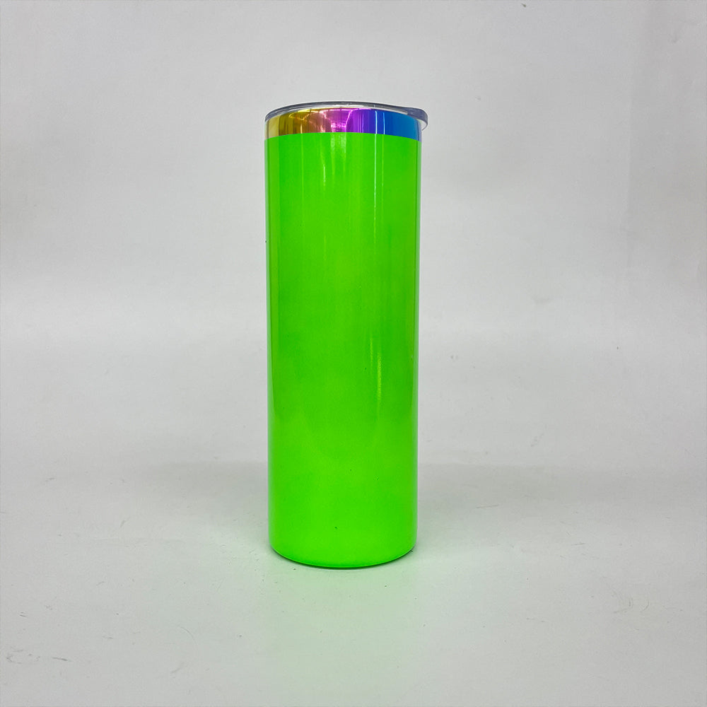 💚20oz Neon Color Rainbow Plated Underneath Straight Tumbler For Sublimation & Laser Engraving -CNLCA