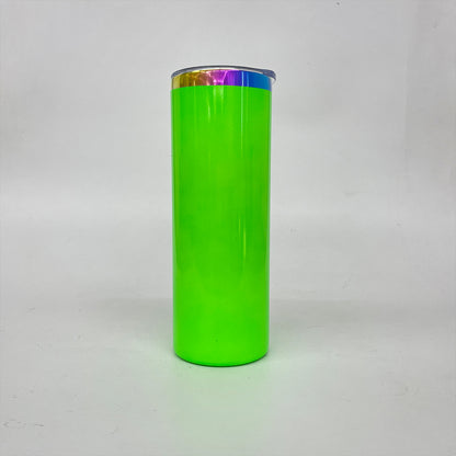 💚20oz Neon Color Rainbow Plated Underneath Straight Tumbler For Sublimation & Laser Engraving -CNLCA