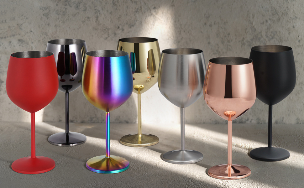 18oz Stainless Steel Electroplated High-legged Red Wine Cup and Champagne Glass Burgundy Wine Tumbler For Laser-CNLCA