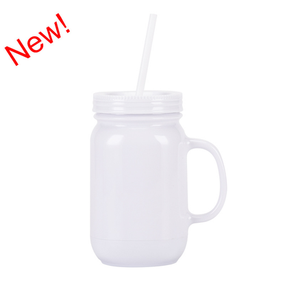 20oz Colorful Double Wall Plastic Rooster Cup Mason Jar With Handle-CNLCA