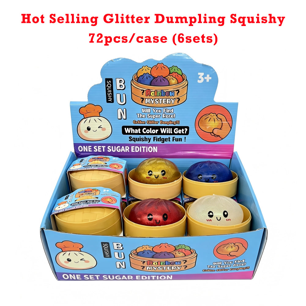 8.5cm Realistic Steamed Bun Glitter Dumpling Squishies Toys Stress Relief Squishy Toy-CNLCA