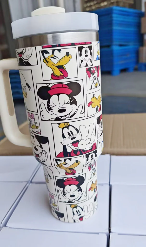 40oz 5D Print Mickey Mouse and Donald Duck Disney Design Cream Color Tumblers-CNLCA