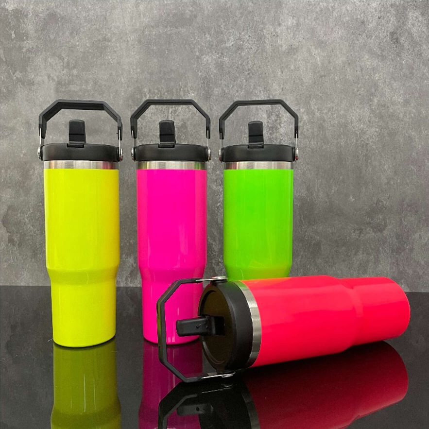 30oz Neon Colors Blank Sublimation 30oz Flip Straw Water Bottle Tumbler-CNLCA