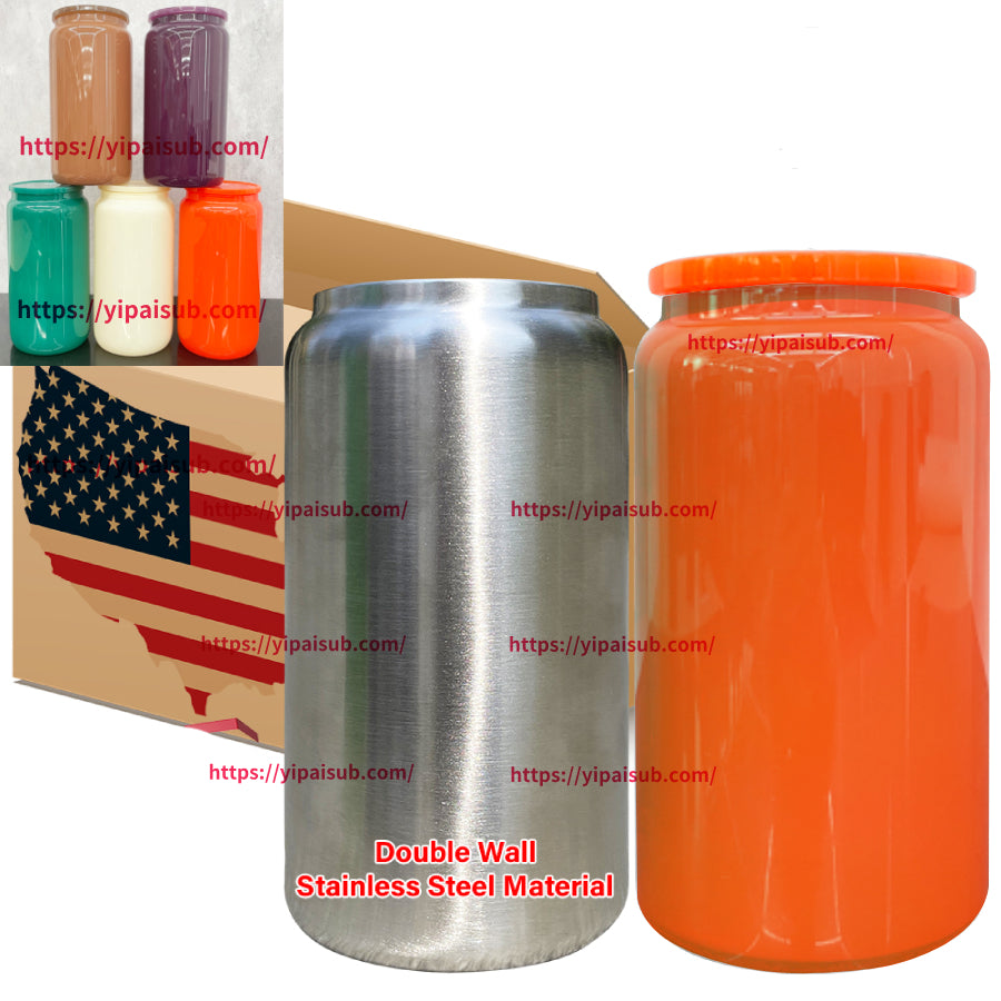 16oz Autumn Winter New Colors Green Purple Orange Stainless Steel Metal Can Cup Tumbler-CNLCA