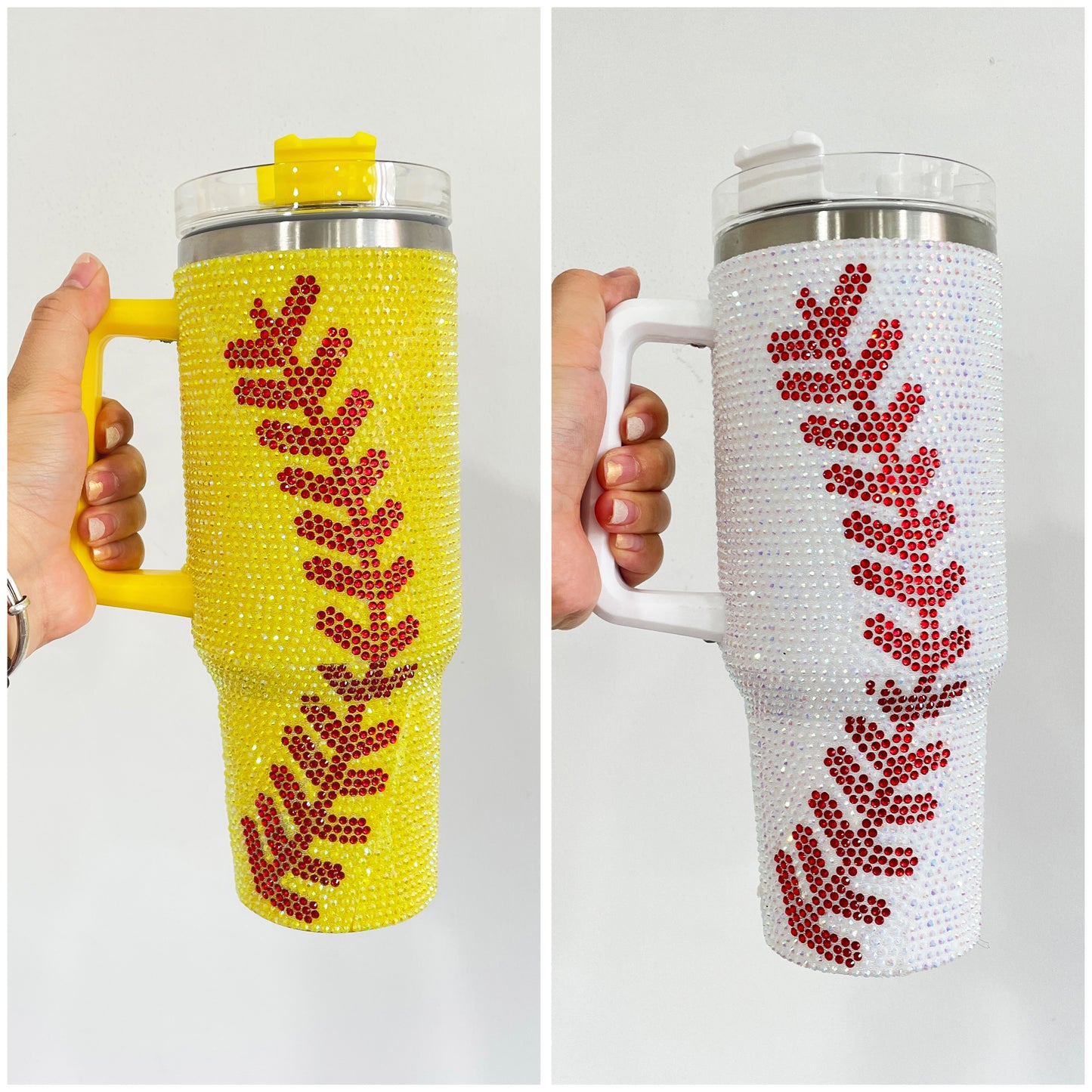 40oz Stanley Style Baseball Bling Tumblers With Handle - CNLCA