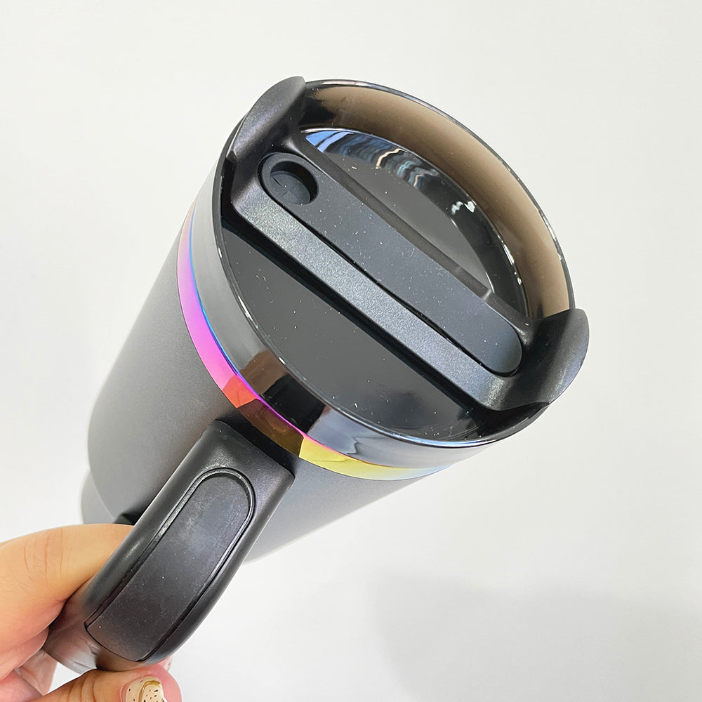 Sales!!!⏰40oz H2.0 Stanley Style Rainbow Plated Underneath Powder Coated Stainless Steel Quencher Tumbler-CNLCA