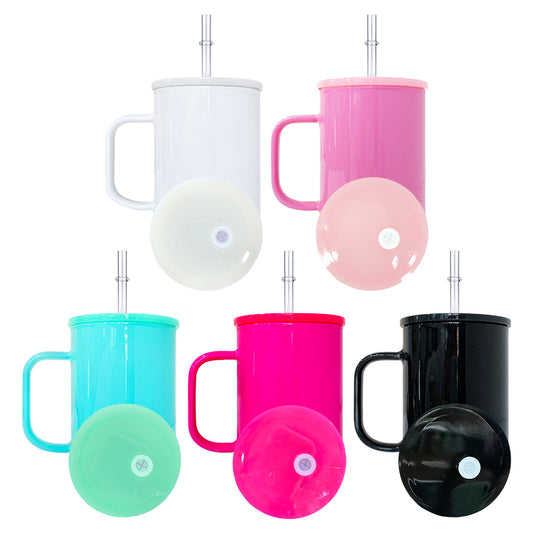 17oz Macaron Color Blank Sublimation Glass Mug With Plastic Lid -CNLCA