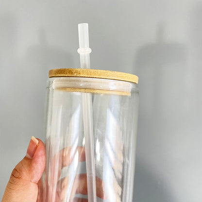 12oz 15oz 20oz Blank Sublimation Snow Globe Double Wall Glass Can With Bamboo Lid-CNLCA