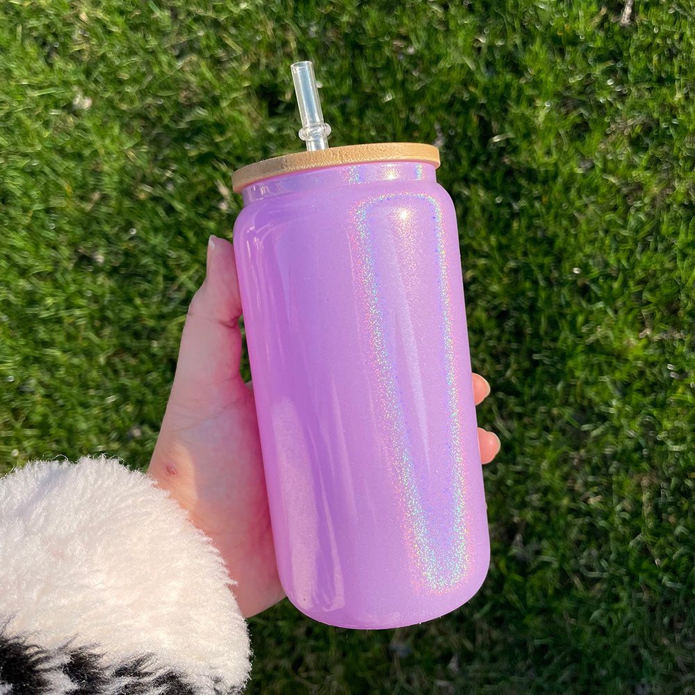 35Pack 20oz Bamboo Lid Blank Sublimation Shimmer Glitter Glass Can Tumbler-CNLCA