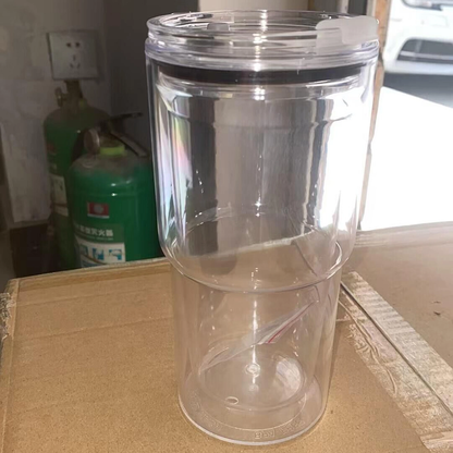 40Pack 17oz Clear Double Wall Pre Drilled Snow Globe Plastic Tumbler Snowglobe Cup-CNLCA