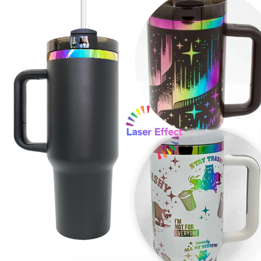 Sales!!!⏰40oz H2.0 Stanley Style Rainbow Plated Underneath Powder Coated Stainless Steel Quencher Tumbler-CNLCA