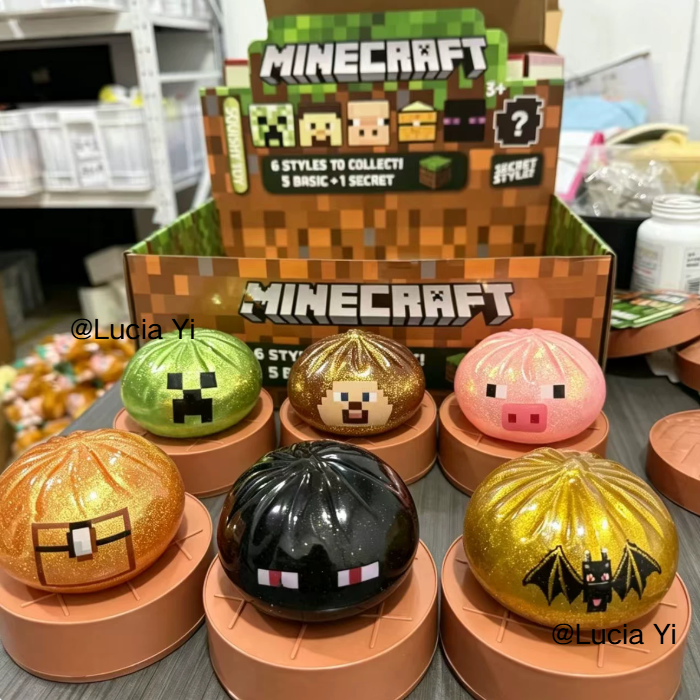 72Pack 8.5cm MC Pixel Game Bun Squishy Toy Collectible Mystery Box Soft Pectin Filled Dumpling Squeeze Sensory Toy-CNLCA