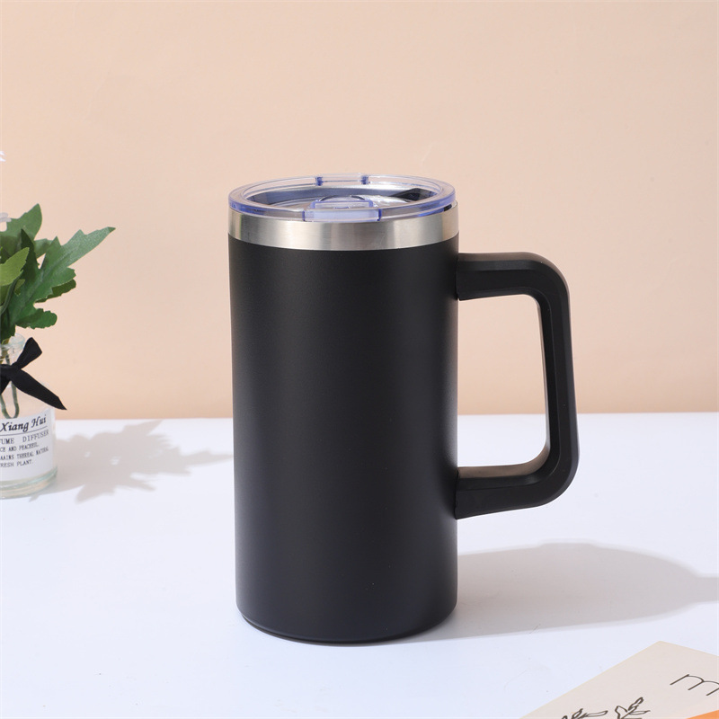 25Pack 20oz Powder Coated Chubby Stainless Steel Insulated Coffee Tumbler Mug with Removable Handle For Laser-CNLCA