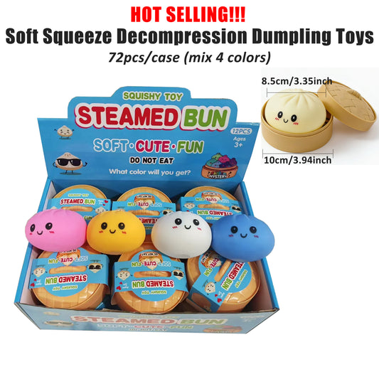 USA RTS 8.5cm Cute New Color Steamed Bun Dumpling Stress Relief Squishy Toy Soft Squeeze Toys-CNLCA