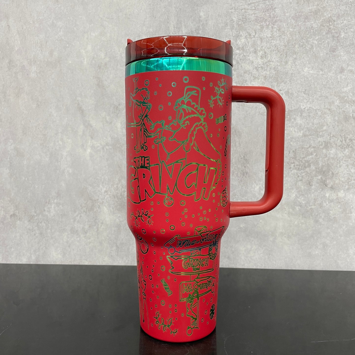 40oz Christmas H2.0 Tumbler With Plating Grinch Laser Engraving Design-CNLCA