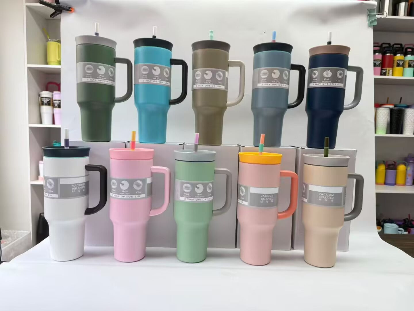 40oz Owala Style Quencher Tumbler with Handle For Laser Engraving-CNLCA