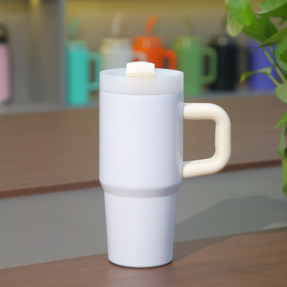 14oz White Blank Sublimation School Kids Tumbler with Color Handle-CNLCA