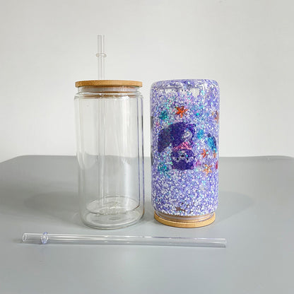 12oz 15oz 20oz Blank Sublimation Snow Globe Double Wall Glass Can With Bamboo Lid-CNLCA