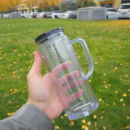 16oz Inner 20oz Outer Double Wall Snow Globe Plastic Acrylic Cup Tumbler with Handle Pre Drilled Hole and Plug-CNLCA