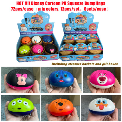 Cute Realistic Disney Cartoon PU Steamed Bun Stress Relief Dumpling Squishy Toy Soft Squeeze Toys-CNLCA