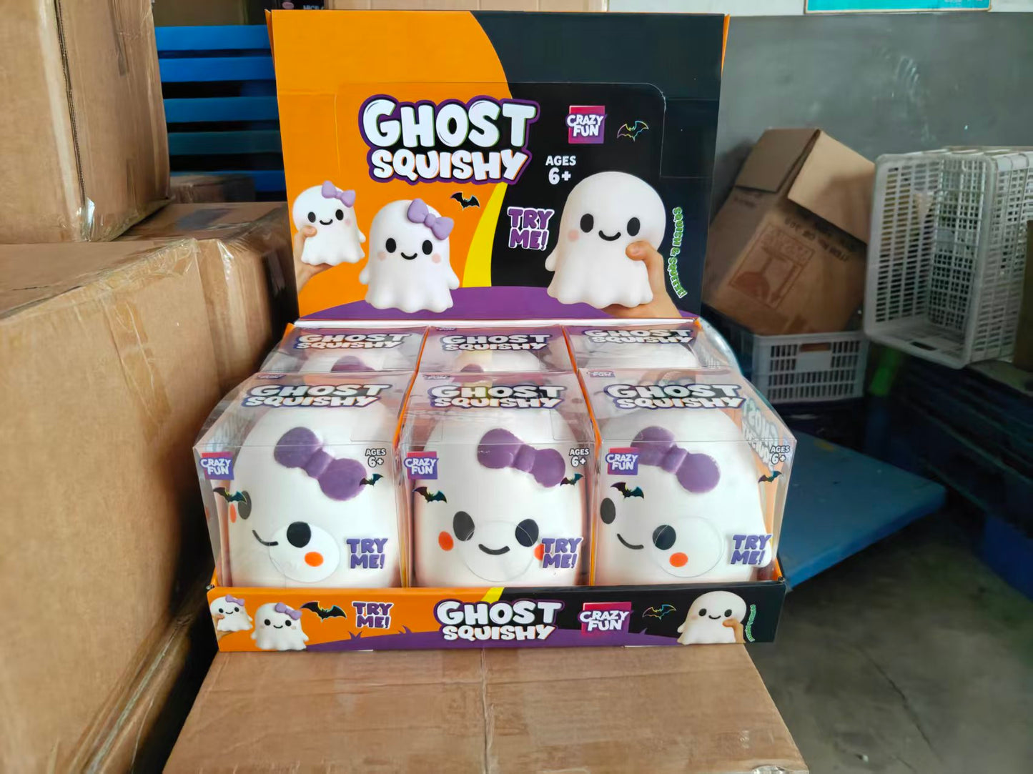 24Pack CRAZY FUN Style 13.5*13cm Cute Halloween Ghost Squishy Jumbo Large Soft Stress Relief Fidget Sensory Squeeze Toy-CNLCA
