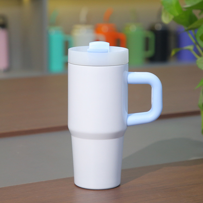 14oz White Blank Sublimation School Kids Tumbler with Color Handle-CNLCA