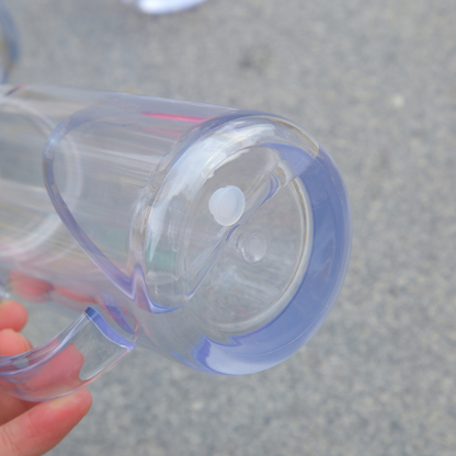 16oz Inner 20oz Outer Double Wall Snow Globe Plastic Acrylic Cup Tumbler with Handle Pre Drilled Hole and Plug-CNLCA