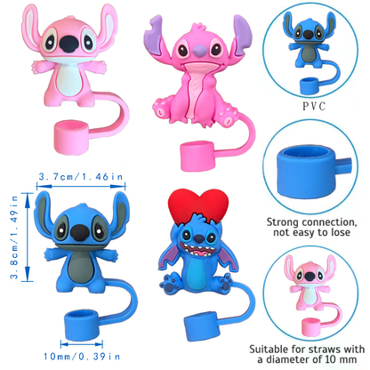 Cute Stitch 10mm Straw Toppers Dust-proof Plug Straw Caps for Tumblers -CNLCA