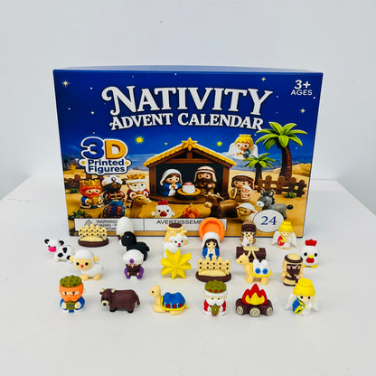 25Pack Nativity Advent Calendar 24 Days Christmas Countdown 3D Mini Nativity Scene Figures Blind Box Toy Home Desktop Ornament Xmas Surprise Gift for Kids-CNLCA