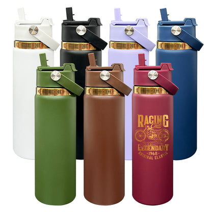 Outdoor Sports 20oz Mirror Copper Underneath Water Bottle wih 2 in 1 Muti-function Flip Top Lid for Laser Engraving-CNLCA