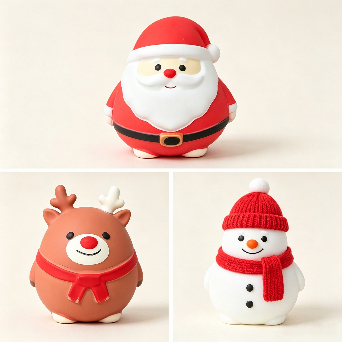 24Pack Giant Jumbo Santa Chubby & Snowman Puff & Reindeer Mochi Squishy Toy For Christmas-CNLCA