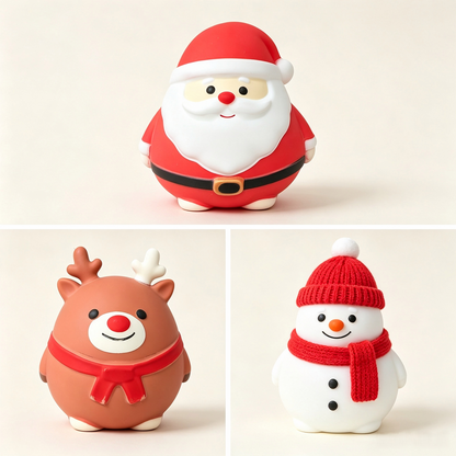 24Pack Giant Jumbo Santa Chubby & Snowman Puff & Reindeer Mochi Squishy Toy For Christmas-CNLCA