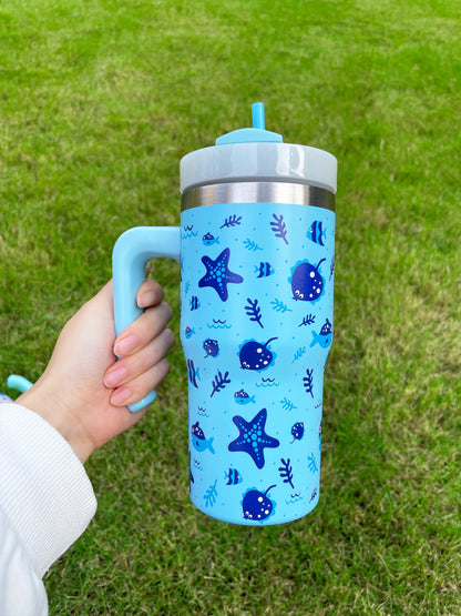 3D Cute Design Printed 20oz H2.0 Kids Tumbler Mug with Handle-CNLCA