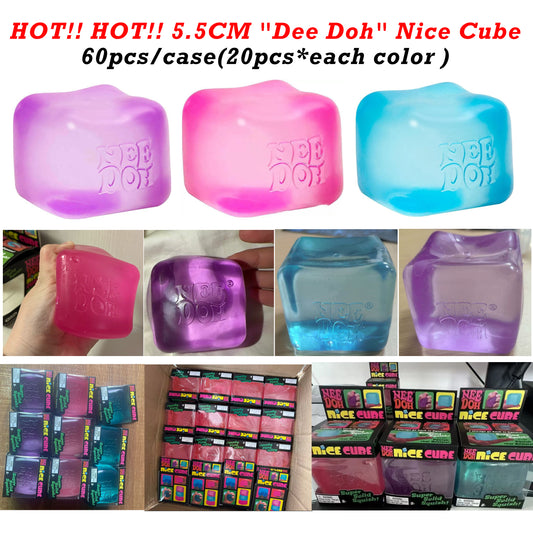 Schylling NeeDoh Nice Cube Sensory Squeeze Toy Stress Relief Fidget Cube Squishy Toys for Kids Adults-CNLCA