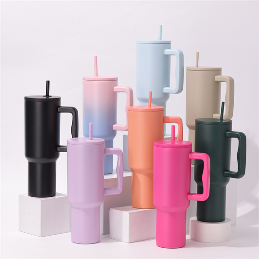 40oz Simple Modern Style Powder Coated Quencher Tumbler With Handle-CNLCA