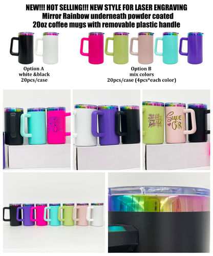 20oz Chubby Rainbow Plated Underneath Car Tumbler Mug with Removable Handle For Laser-CNLCA