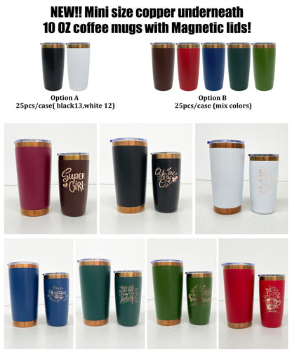 25Pack Mini Size 10oz Rainbow Plated Underneath Tumbler Coffee Mugs with Magnetic Lids For Laser-CNLCA