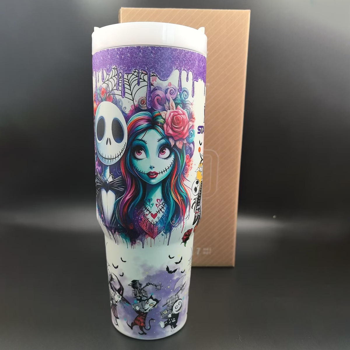 40oz Glow in the Dark Halloween Design Stainess Steel Stanley Style Quencher Tumbler-CNLCA