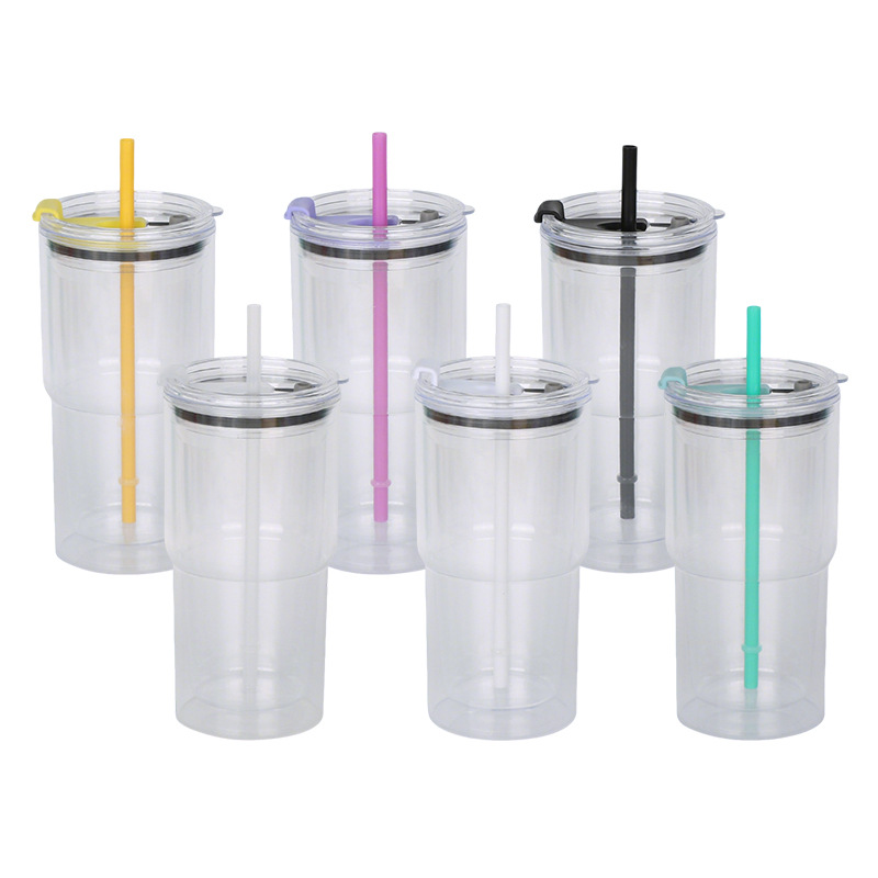 40Pack 17oz Colorful Double Wall Pre Drilled Snow Globe Plastic Tumbler Snowglobe Cup-CNLCA