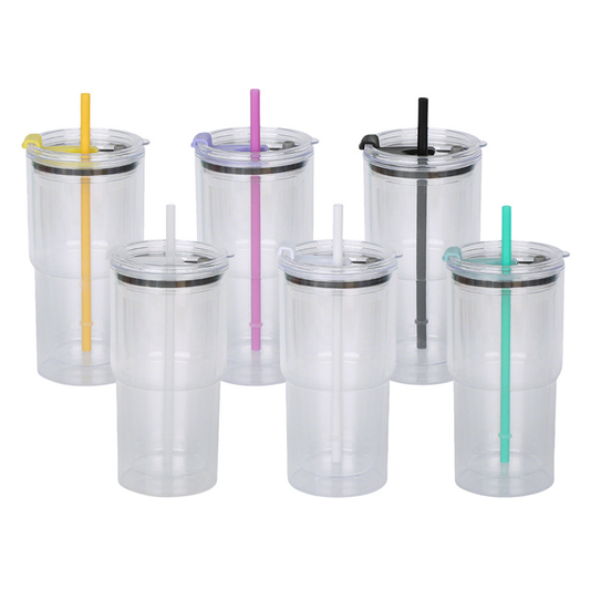 40Pack 17oz Colorful Double Wall Pre Drilled Snow Globe Plastic Tumbler Snowglobe Cup-CNLCA