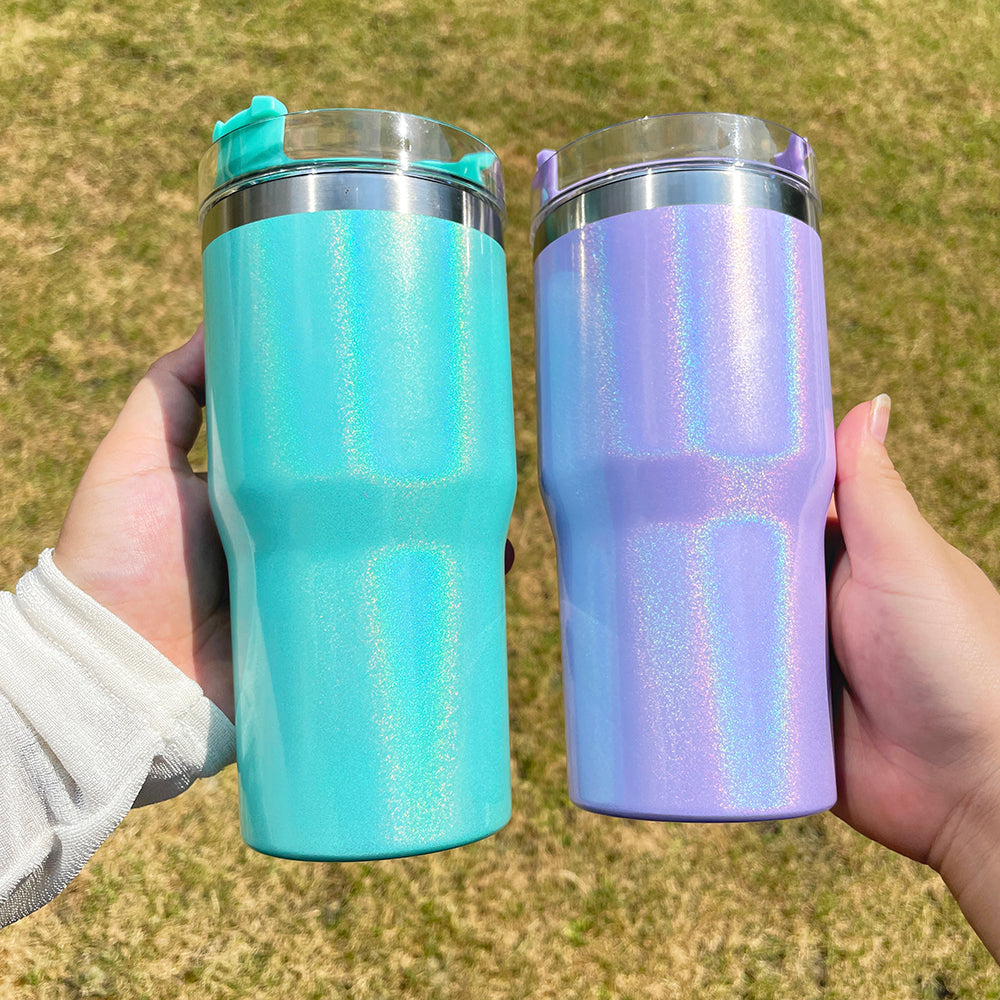 China Warehouse Blank Sublimation Shimmer 20oz Kids Sparkly Stanley Style Tumbler 25pcs/case-CNLCA