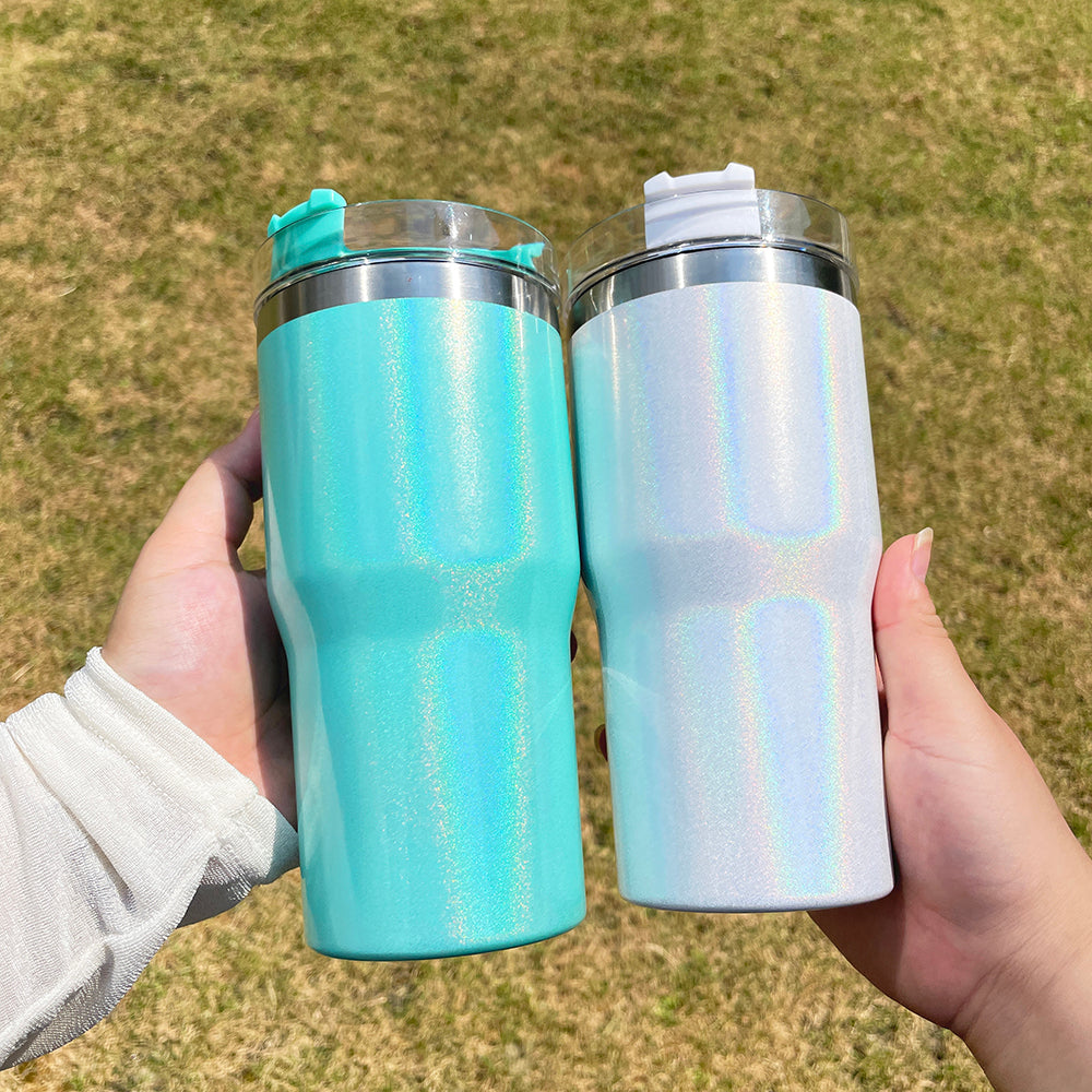 China Warehouse Blank Sublimation Shimmer 20oz Kids Sparkly Stanley Style Tumbler 25pcs/case-CNLCA