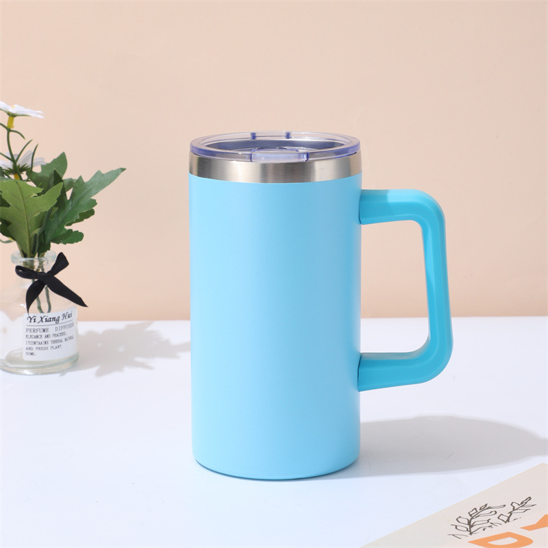 25Pack 20oz Powder Coated Chubby Stainless Steel Insulated Coffee Tumbler Mug with Removable Handle For Laser-CNLCA