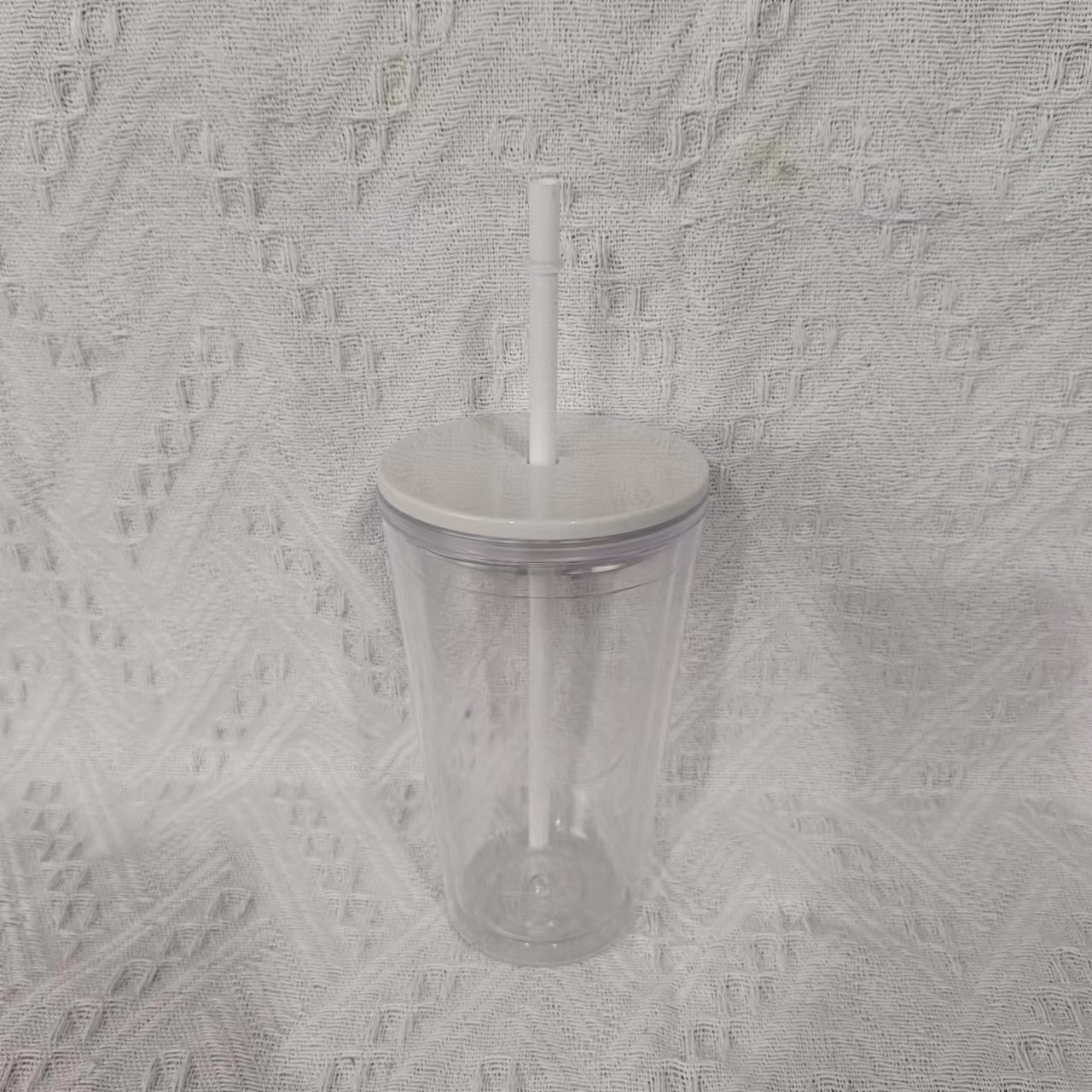 16oz Double Wall Snow Globe Tapered Plastic Cup Tumbler with Pre-drilled Hole and Plug Color Lid-CNLCA