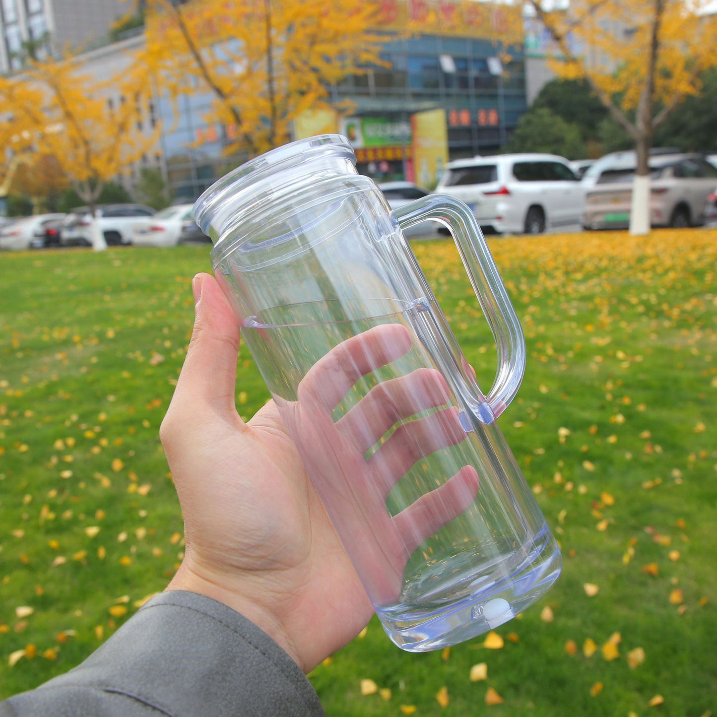 12oz 16oz Double Wall Snow Globe Plastic Cup Tumbler with Handle Pre Drilled Hole and Plug-CNLCA