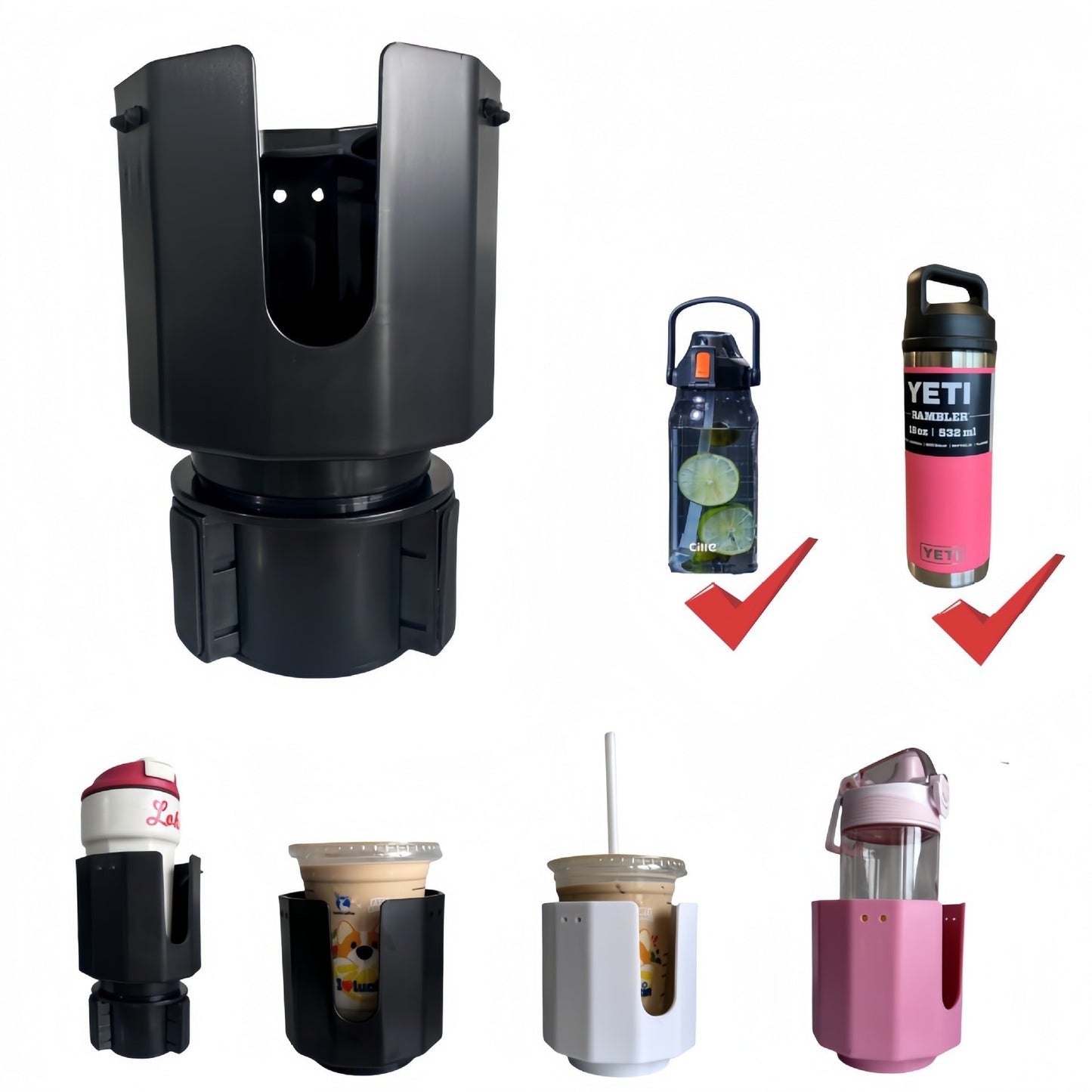 Car Cup Holder Expander Adapter (Adjustable) - Fits Yeti, Nalgene Large 32/40 oz Bottles & Big Drinks-CNLCA