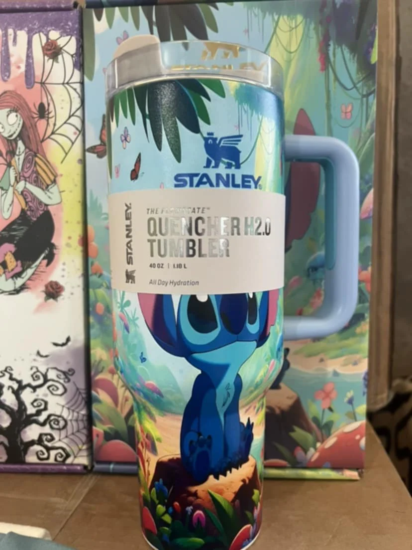 40oz Glow in the Dark Stitch Design Stainess Steel Stanley Style Quencher Tumbler-CNLCA