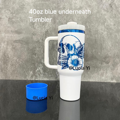 💎40oz Colorful Blue Plated Underneath Powder Coated H2.0 Quencher Tumblers For Laser Engraving -CNLCA